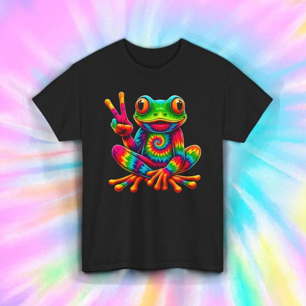Tie Dye Peace Frog Shirt Psychedelic Hippie Trippy Colorful Groovy Tee S-5XL