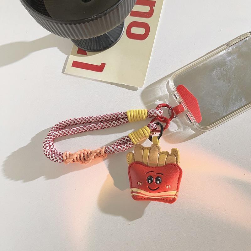 Trendy Ins Creative Coffee Cup Emoji Leather - Short Phone Lanyard/Bag Charm/Keychain For Women Universal Anti-Theft/Anti-Snatch