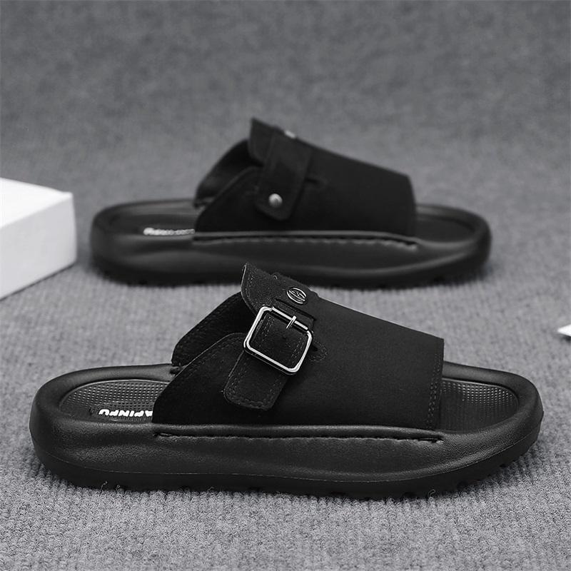 Fashion CYYTL Mens Slippers Casual Summer Shoes Beach Sandals Outdoor Slides Leather Walking Comfort Lightweight Luxury Designer Fashion