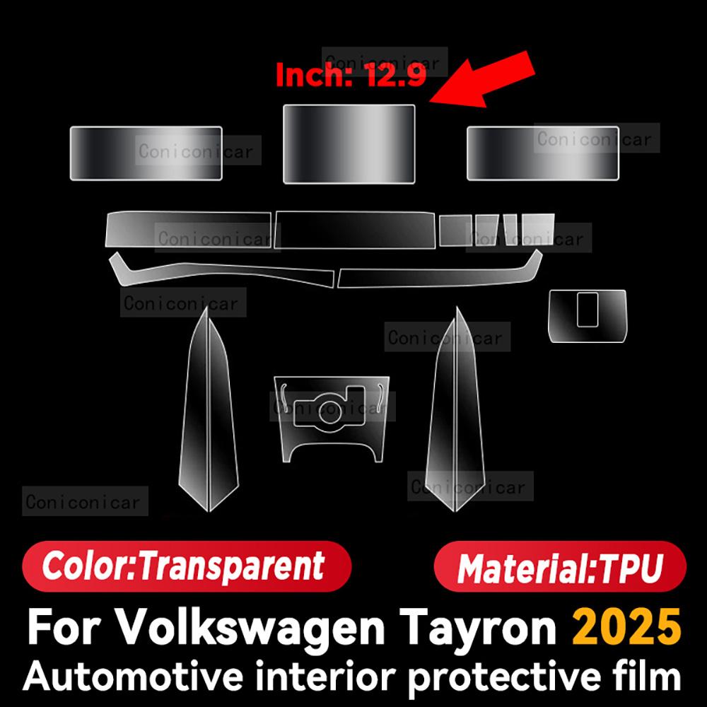 For Volkswagen TAYRON 2025 Car Interior Protection Anti-Scratch TPU Film trument Center Control Navigation Accessories Left rudder