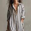 Vestido Casual de Algodón a Rayas con Solapa Primavera/Verano 2026