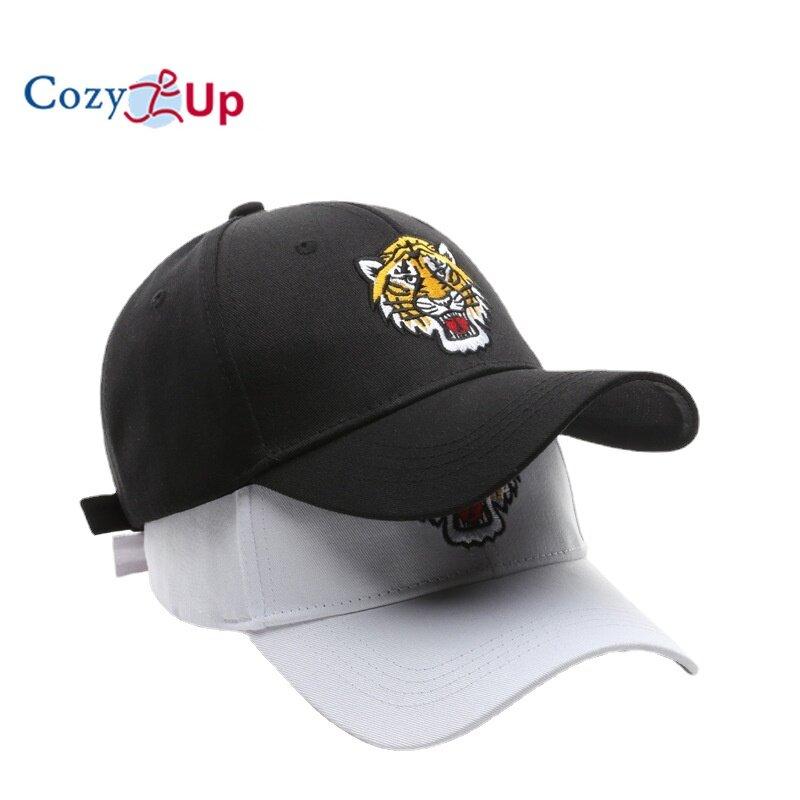 

Cozy Up Унисекс Бейсболка Мода Хип-Хоп Брим Жесткий Верх Тигр Голова Вышивка