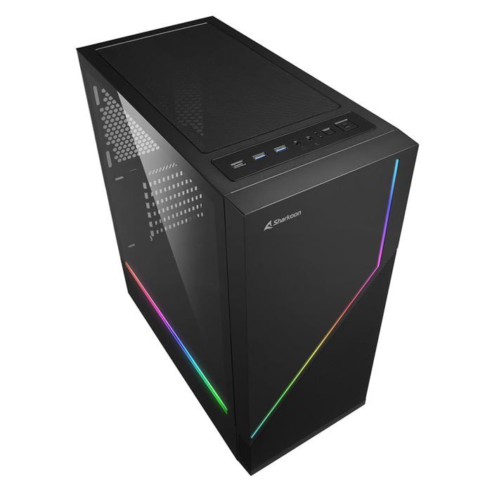 Boîtier PC - Sharkoon - RGB Flow - Verre Trempé - Éclairage RGB - ATX