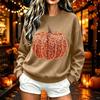 Women's Casual Round Neck Halloween Pumpkin Print Top with Sequins for Party and Daily Wear
