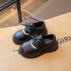 Girls Cute Bow Lace Decor Thick Sole Leather School Casual Shoes