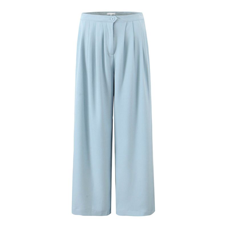 Autumn New Women clothes French style Simple Design Drape Mid-High Waist Loose Casual Long Wide-Leg Pants