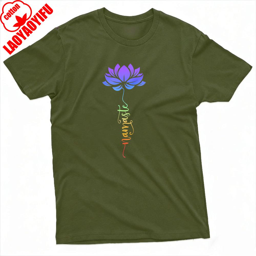 Lotus Flower Namaste Summer Men TShirt Yoga Style Casual Wear for Yoga Clothes Casual Oneck T Shirit Aesthetic Shirt