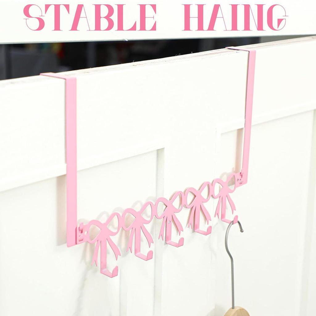 Easy Installation Pink Metal Over Door Hook for Organizing Towel Hat Clothes Home Clothing Storage Solution