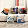 Katsushika Hokusai Great Wave Off Kanagawa Art Cushion Cover Inches Farmhouse Decor Throw Pillow Covers for Couch Decorations