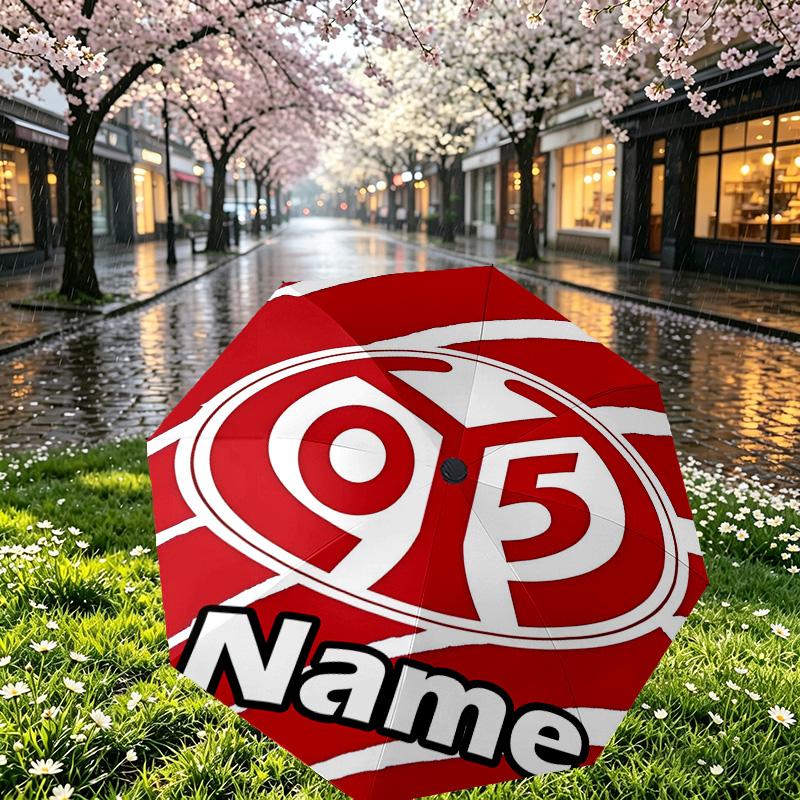 Custom Name Personalized 05 1FSV Mainz 05 Print Umbrella, Auto Open Close, 8‑Rib Sturdy Frame, Commute Camping Hiking Use, Birthday Gift