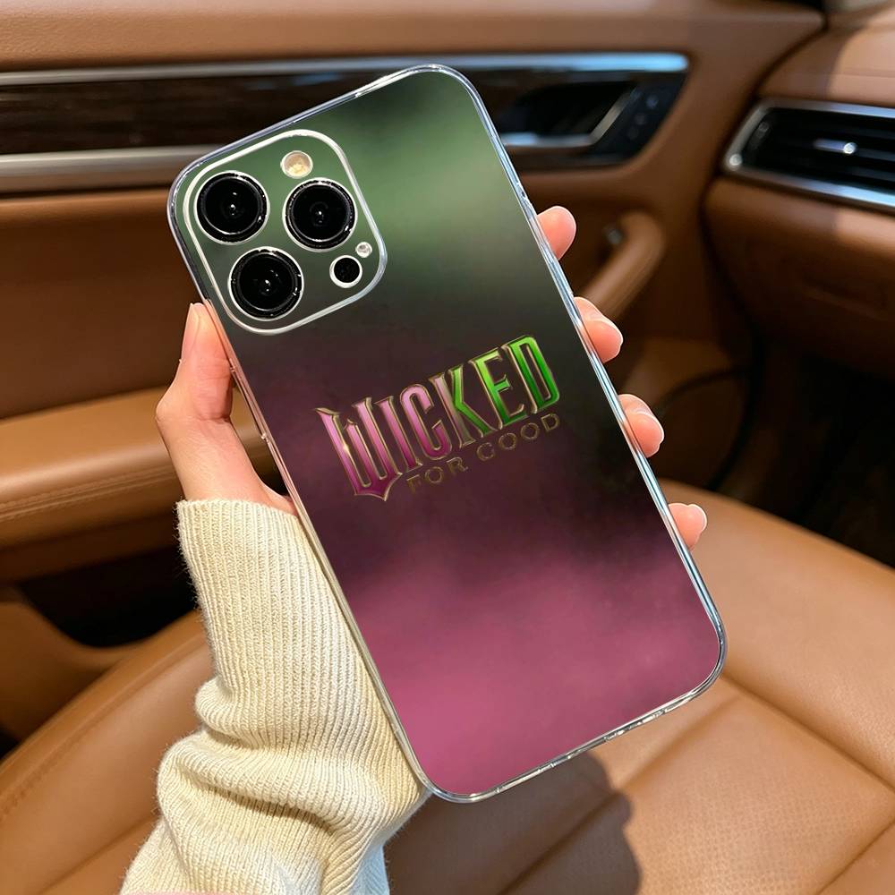 Wicked Musical Green And Pink Phone Case For iPhone17,16,15,14,13,12,11 ,Pro Max, Plus Soft Silicone Transparent Cover