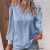 Autumn V-Neck Lace Splice Long Sleeve Shirt for Women