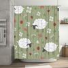 Modern Farmhouse Sheep Pattern Shower Curtain Green Decor Home Decoration Waterproof Liner for Bathtub in Bathrooms