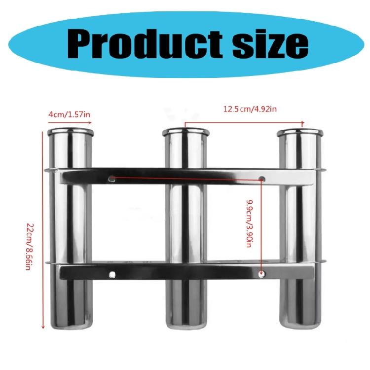 Marine Steel 3 Tube Rod Holder Steel 3 Tubes Mount Rack Marine Equipment Upgrades for Secure Fishing on Boats & Yachts