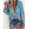 Women's Autumn/Winter Multi-Color Chain Print Stand Collar Long Sleeve Shirt