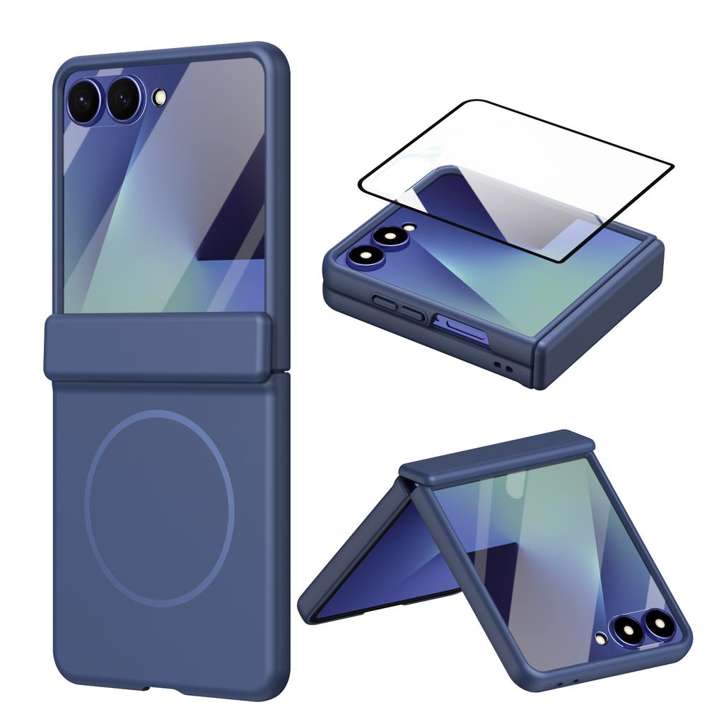 High Definition Magnetic Hinge PC Phone Case for Samsung Galaxy Z Flip 7 FE 6 5 4 With Tempered Film Anti Drop Masafe Cover