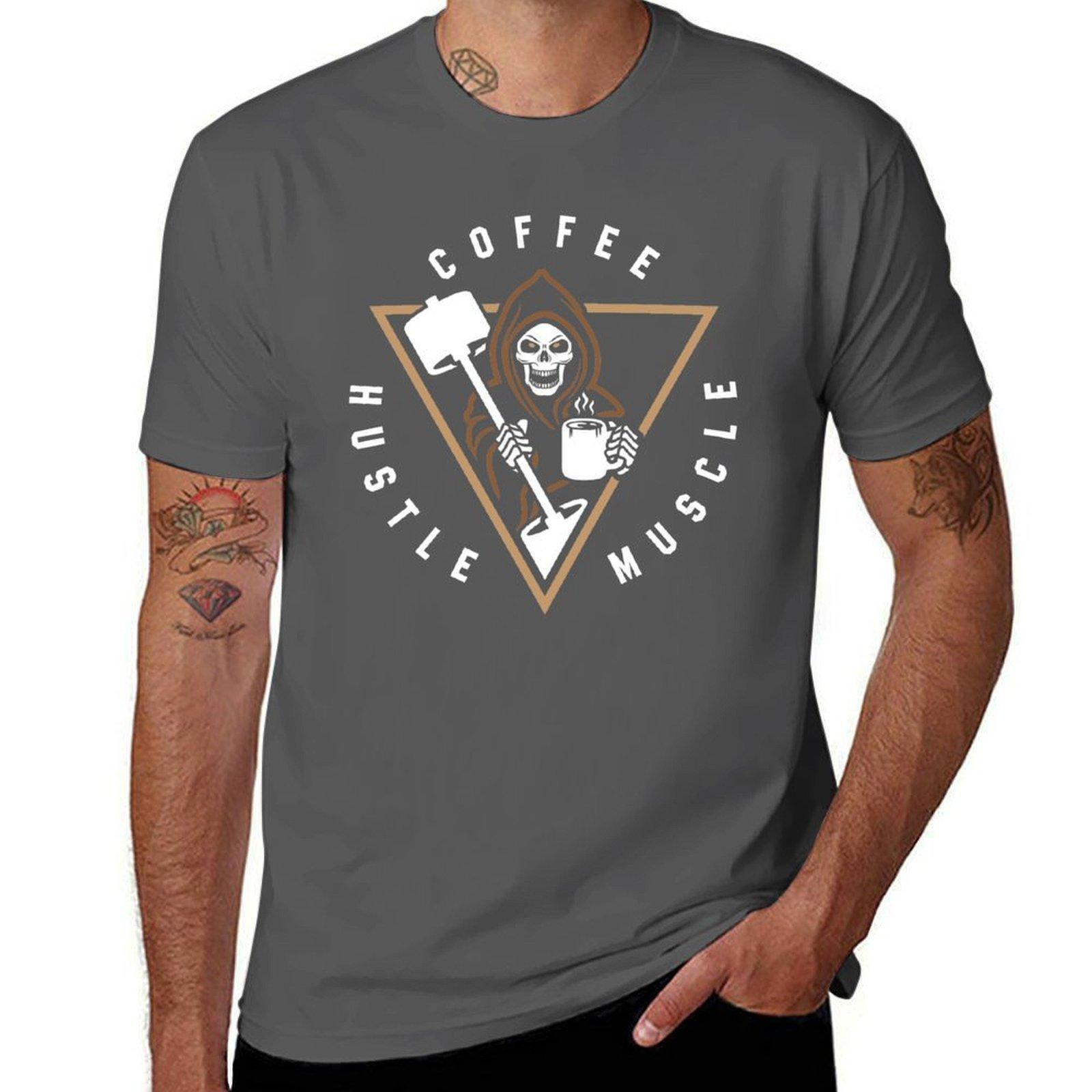 

Coffee Hustle Muscle Grim Reaper T-Shirt t shirt man casual t shirt man luxury anime tshirt T-Shirt 4XL