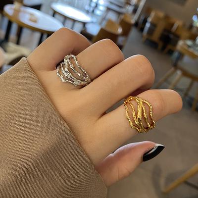 Vintage Goth Irregular Rings For Women Trendy Twist Geometric Opening Rings Fashion Ins Jewelry Gifts Finger Accessories