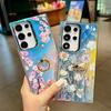 Electroplated Laser Flower Imd with Ring Buckle Bracket S24 Mobile Phone Case S25Ultra Anti-drop All-inclusive A56 Hard Case