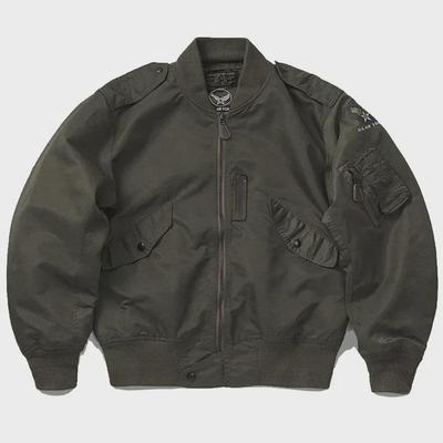 Ami Khaki L-2 Męska Jesienna Lekka Kurtka Lotnicza MA-1 Zapinana na Zamek