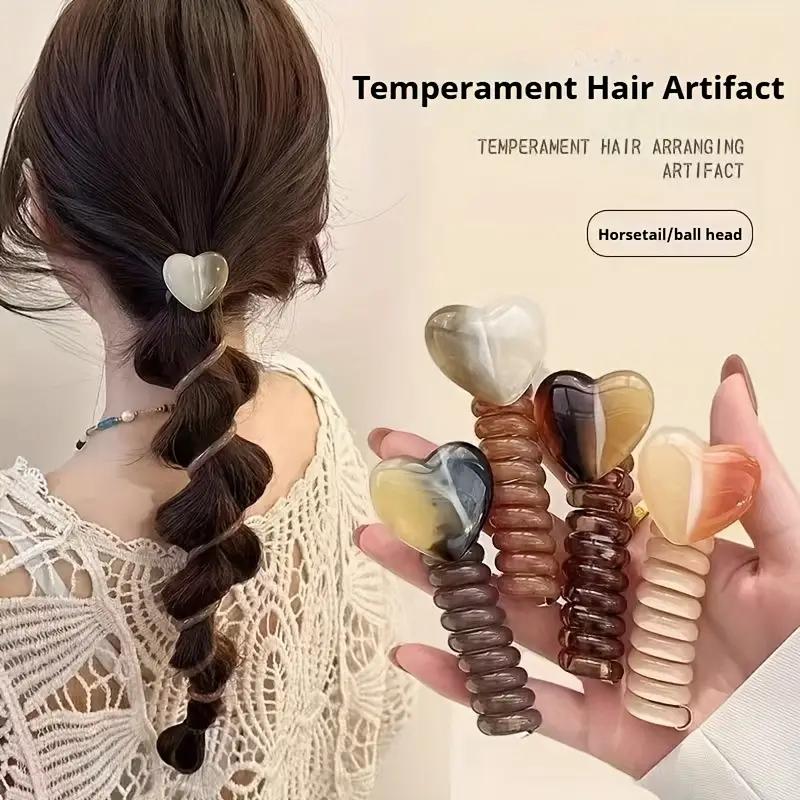 New High-end Simple Bubble Braid Hairband Female Love Telephone Line Hair Ring Ponytail Braiding Artifact