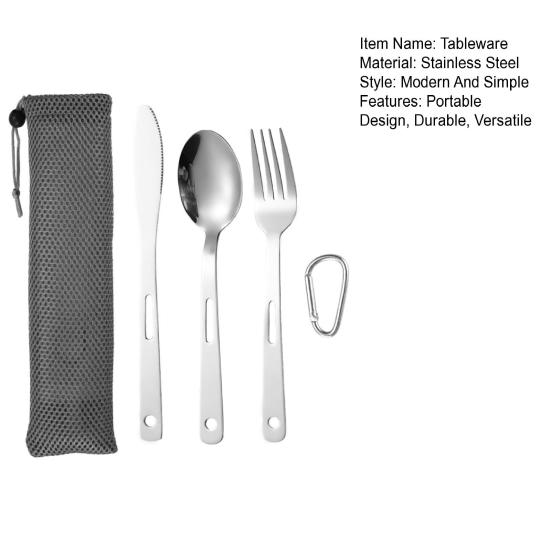 Stainless Steel Tableware Set Cutter Fork Spoon with Carrying Case BPA-Free Rust-Proof Reusable Flatware for Home School Outdoor Picnic