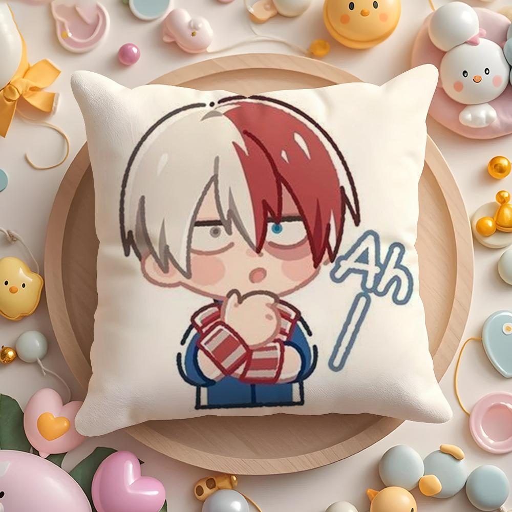 Kawaii SShoto TTodoroki Chibi Cushion Cover Plush Fabric Soft DoubleSided Printed Sofa Warm Winter Home Gift Pillow Cover