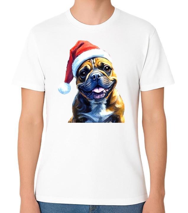 

French Bulldog Santa Hat Unisex T-Shirt Merry Xmas Men Ladies Top Christmas Tee 5XL різнокольоровий
