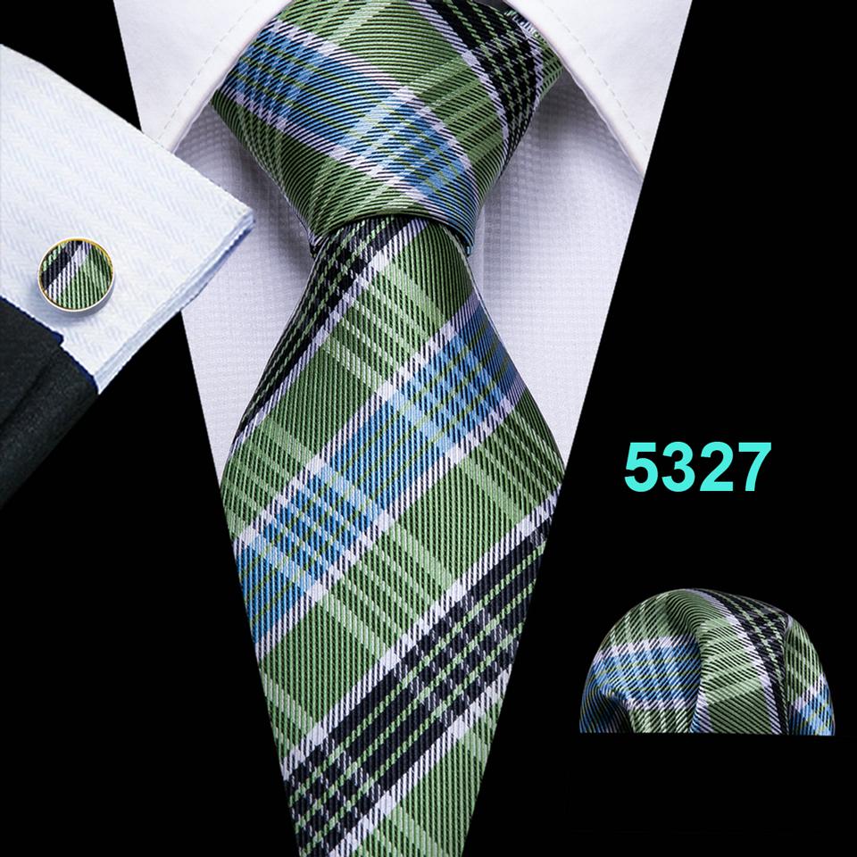 

Мужской клетчатый галстук Barry.Wang, 8 стильных шелковых галстуков, носовой платок, запонки для деловых свадебных свиданий N-5327