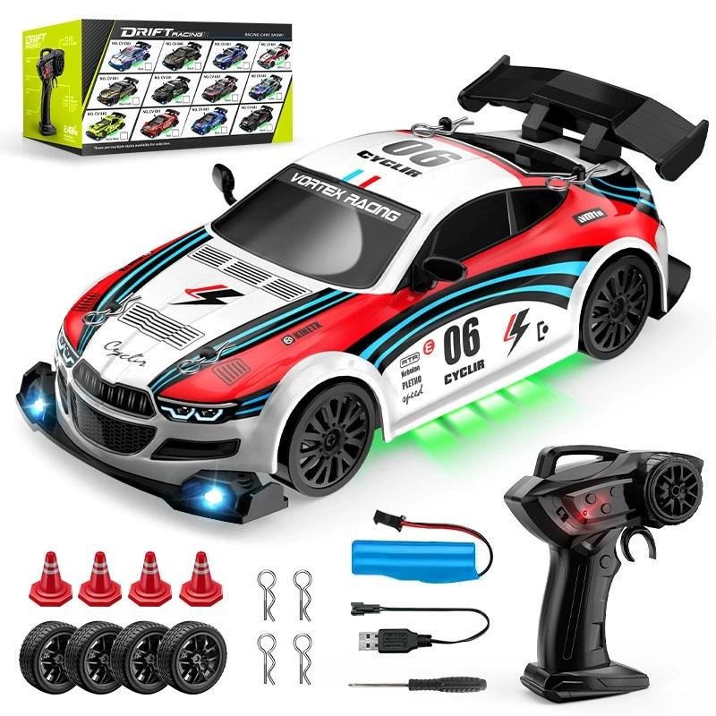 2026 Portable 2.4G Wireless 4-wheel Drive Drift RC Car 1:24 Scale with Cool Lights Stepless Speed Kids Remote Control Vehicle Christmas Birthday Gifts