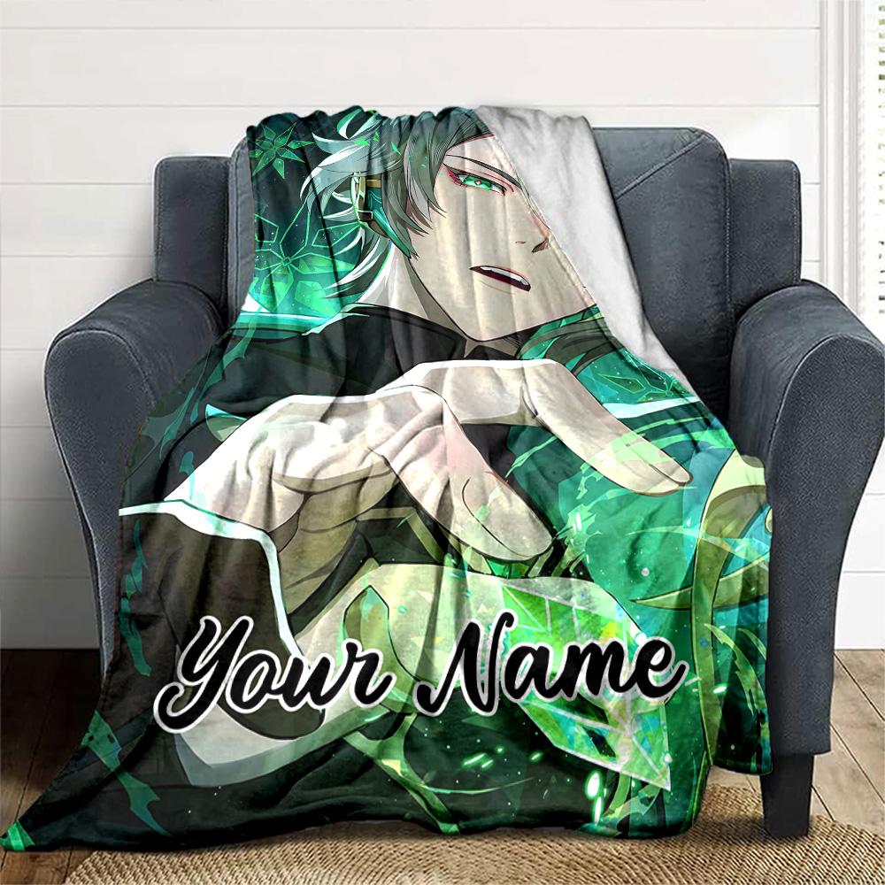Customizable Genshin Impact7 Throw Blanket – Personalized Name, All-Season Cozy Snug Blanket, Machine Washable, Personalized Blanket