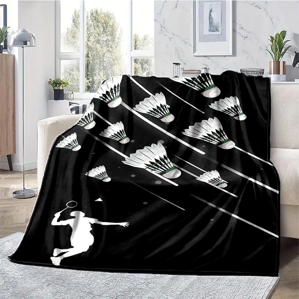 badminton Theme Printed Blanket - Perfect for Couch, Bed, Travel & Outdoor Use | Machine Washable, Cozy & Durable.