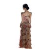 Pink Retro Oil Painting Print Suspender Dress Women's Summer French Waist Thin Seaside Vacation Cake Skirt