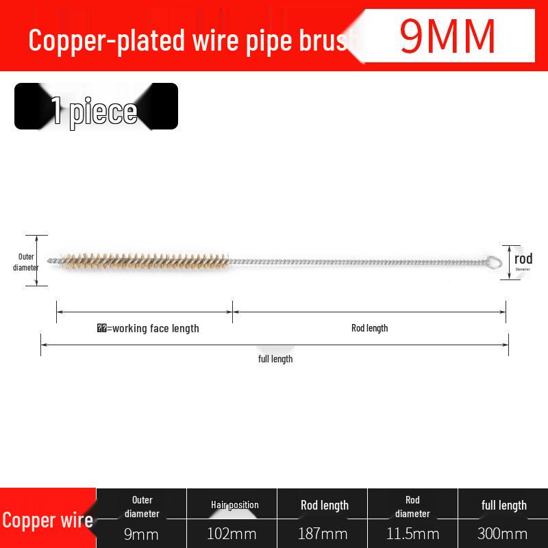 Small Bristle Test Tube & Pipe Cleaning Brush with Extended Steel Wire & Copper-Plated Features