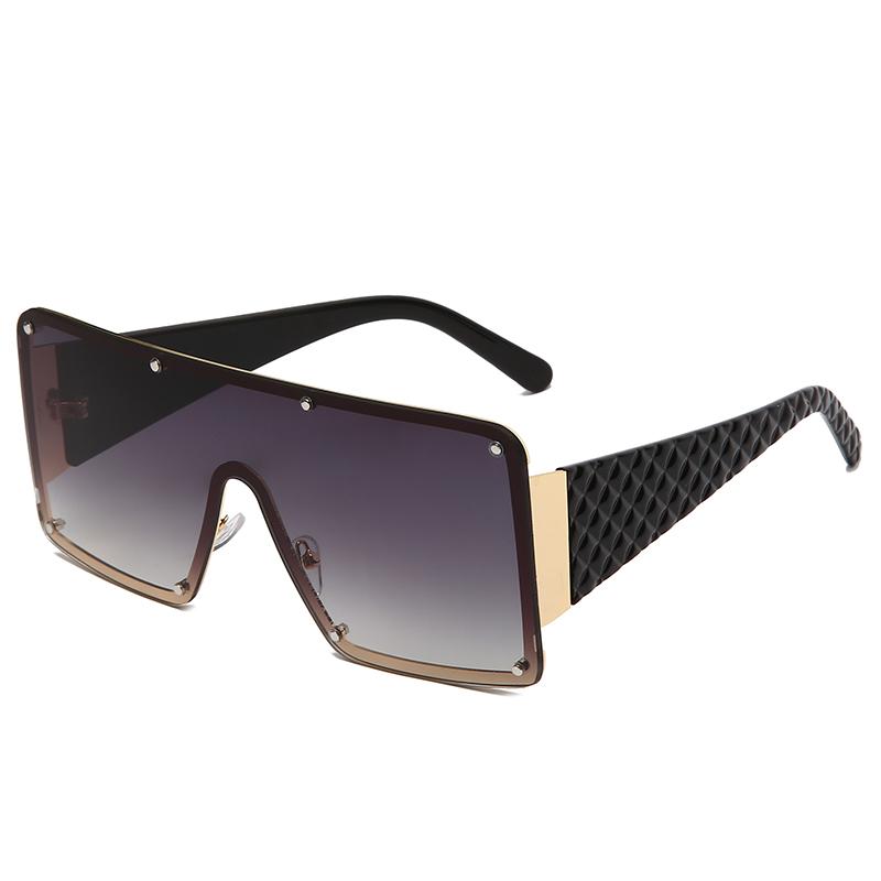 NWOGLSS 58287 Colorful Metal Square Oversized Fashion Conjoined Sunglasses