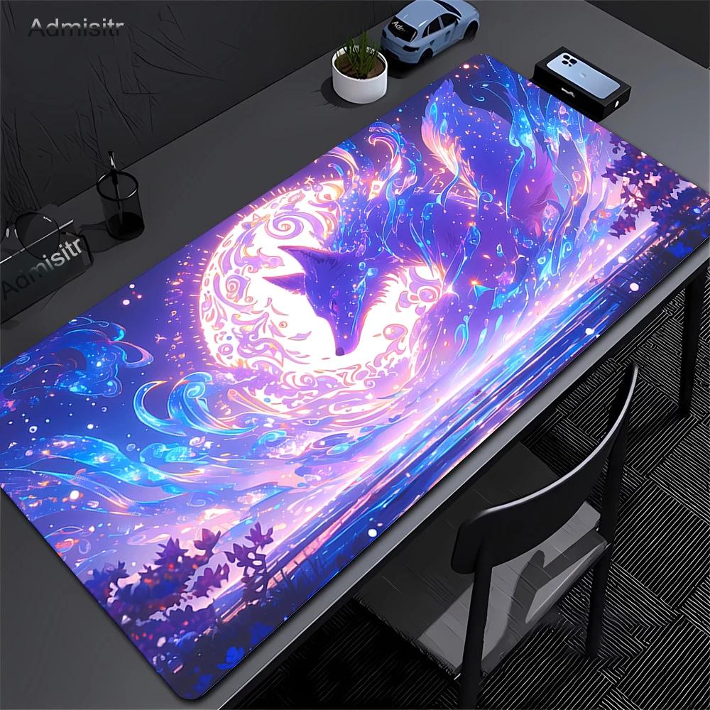Pink Fox Large Gaming Mousepad XXL Gamer Mouse Pad Office Long Table Accessories Mouse Mat Kawaii Nine-tailed Fox Desk Mat Xxl