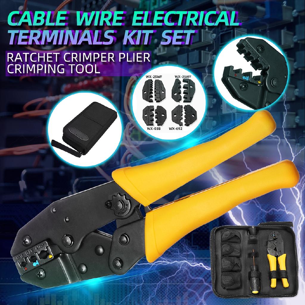 Multifunction Ratchet Crimper Plier Crimping Tool + Cable Wire Electrical Terminals Screwdriver Electrician Tools 4-In-1