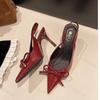 Women High Heels Sandals 2026 Summer Pointed Toe Fashion Sexy Slingback Mules Sandals Female Elegant French High Heels Pumps
