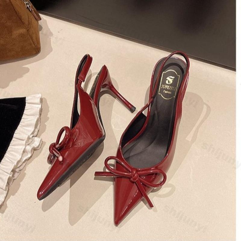 Women High Heels Sandals 2026 Summer Pointed Toe Fashion Sexy Slingback Mules Sandals Female Elegant French High Heels Pumps