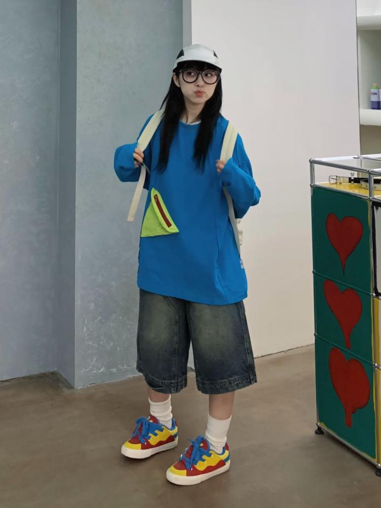 2000s Y2k Vintage Baggy Kalhoty Ženy Retro Široké Leg Džíny Kalhoty Korejské Streetwear Běžné Oversize Prané džínové šortky Léto