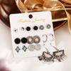 9Pairs/Set Women Retro Elegant Alloy Bright Fashion Earrings