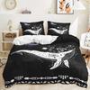 Print Fish,Dolphins, Sharks,Turtles Comfortable Quilt Cover Set for Quen, Light Blue Aquatic Shark Jelyfish Warm Comforter Cover Beding Sets