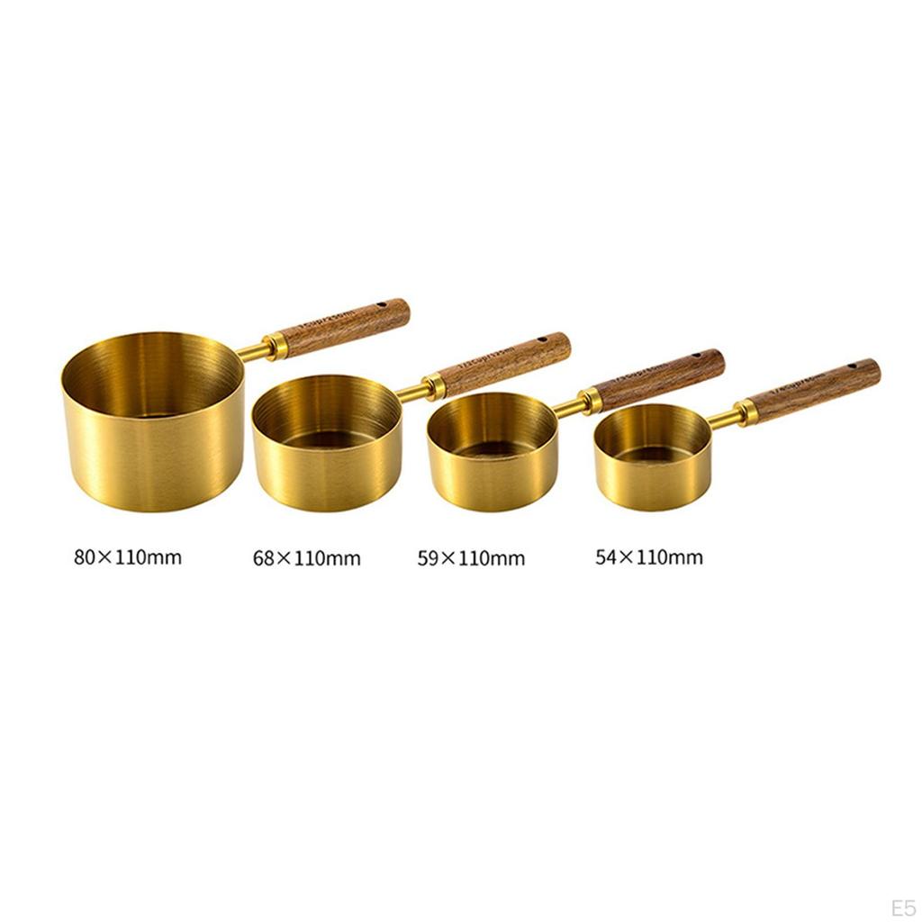 4 Measuring Spoons for Liquid And Dry Ingredients with Wooden Handle