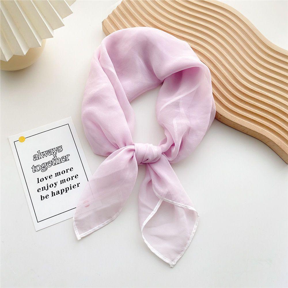 Damen Schal einfarbig transparent | Kleiner quadratischer Schal Sonnenschutz dünn weiß kurzer Schal vielseitiges Halstuch Sommer elegantes Accessoire