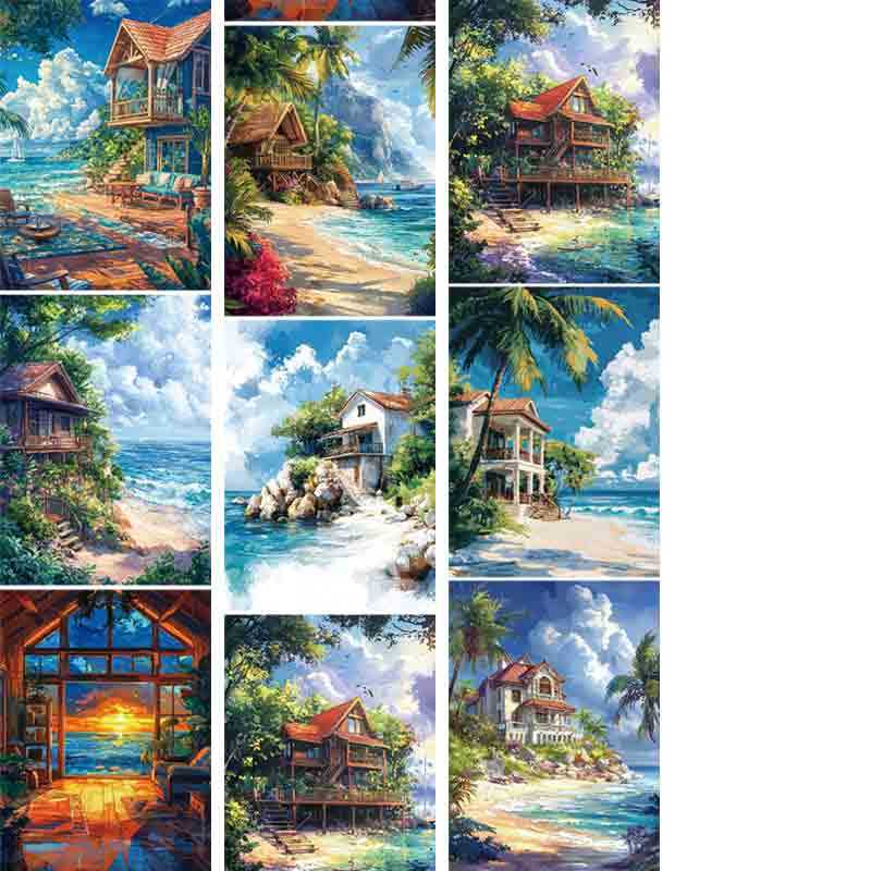 Pet Tape Journal Seaside Holiday Series Phone Back Card DIY Scrapbooking Paper Collage Decoration Card Landscaping