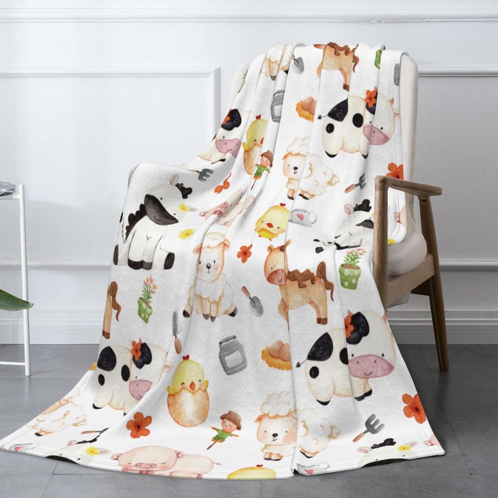 Farm Animal Tractor Blanket Flannel Cartoon Animal Blanket Lunch Break Four Seasons Sofa Office Blanket