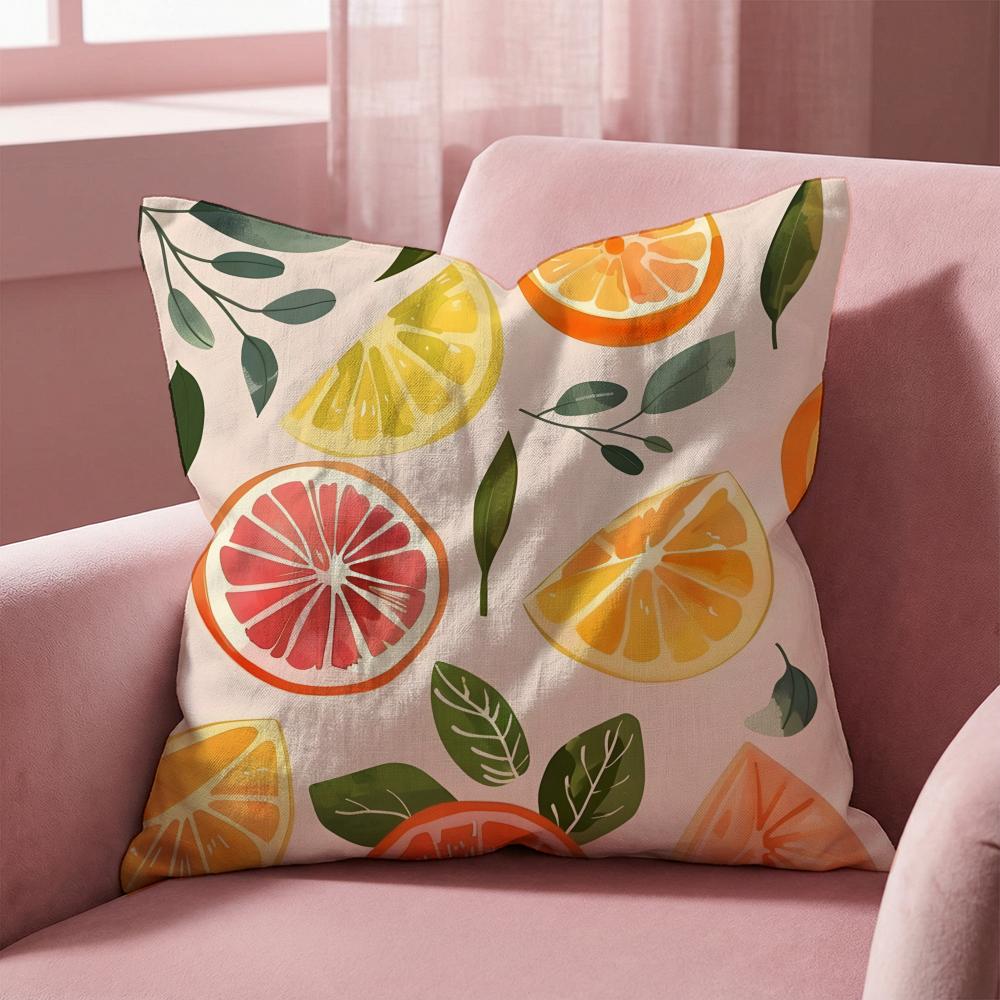 Tropical Fruit Texture Cushion Cover MultiScene Pillow Cover for Home Car Reversible Soft Durable for Daily Use