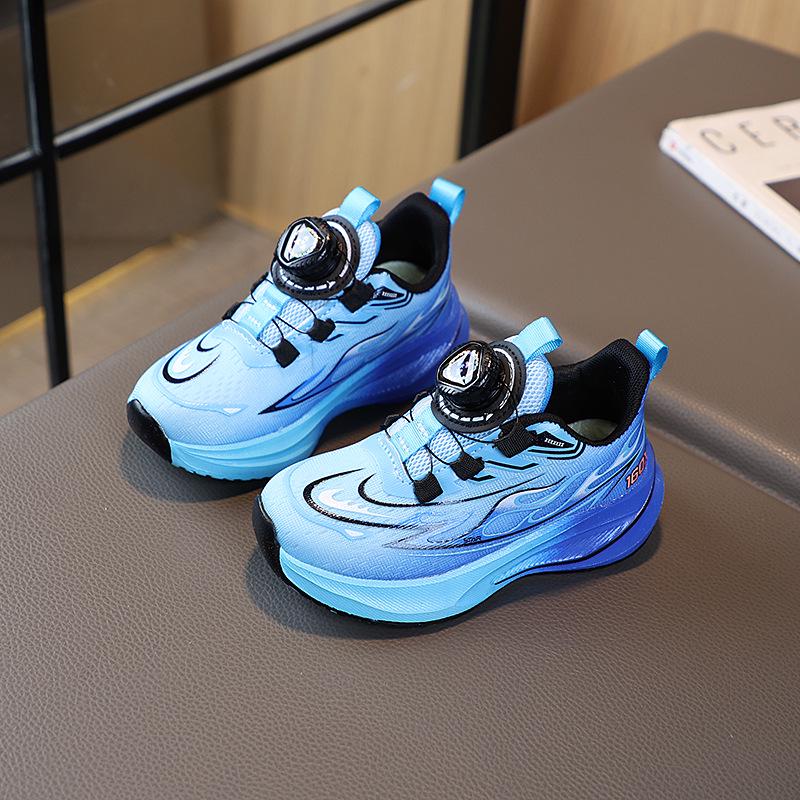 Children's Gradient Sports Shoes with Rotating Button - 2026 Spring Korean Style for Boys and Girls