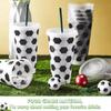 6 Pcs Set 24 OZ Soccer Cups Large Capacity Reusable Milk Tea Cup Stackable with Lid and Straw Straw Cup