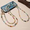 Mobile Phone Lanyard Crossbody Multi Colored Gravel Bead Hanging Decoration Long Chain Anti-theft and Anti Drop Lanyard  Strap